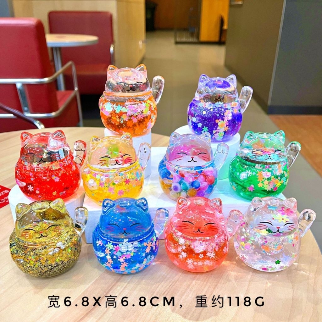 ตู้น้ำแมวโบกแบบตัวใส ประดับตกแต่งและของสะสม 10 สี