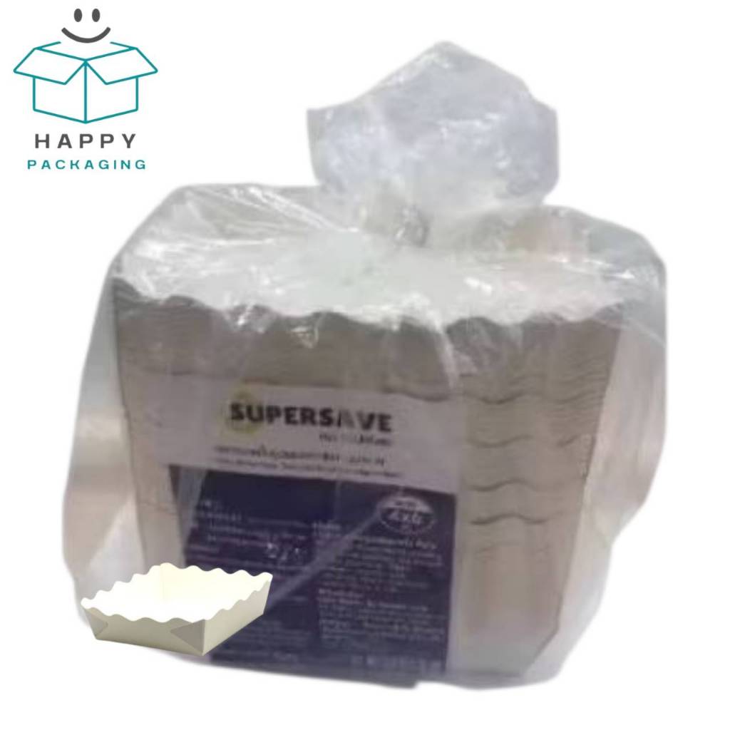 ซุปเปอร์เซฟ กระดาษขึ้นรูปขอบขยักสีขาว ขนาด M 4x6 นิ้ว ใช้ใส่ขนม อาหารทอด