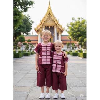 ชุดพื้นเมืองเด็ก แต่งผ้าทอน้ำไหล