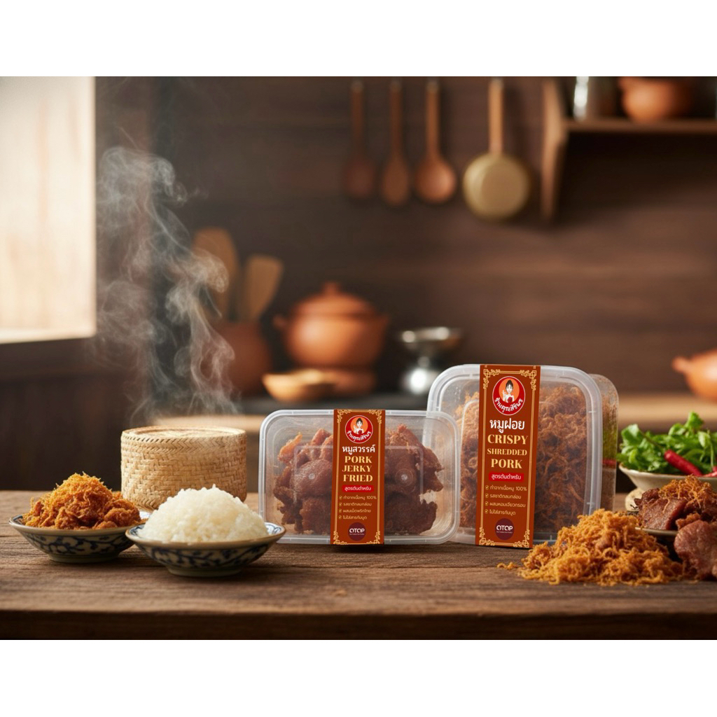หมูฝอย หมูสวรรค์ ร้านคุณสิริพร รสชาติกลมกล่อม ทำจากเนื้อหมูแท้