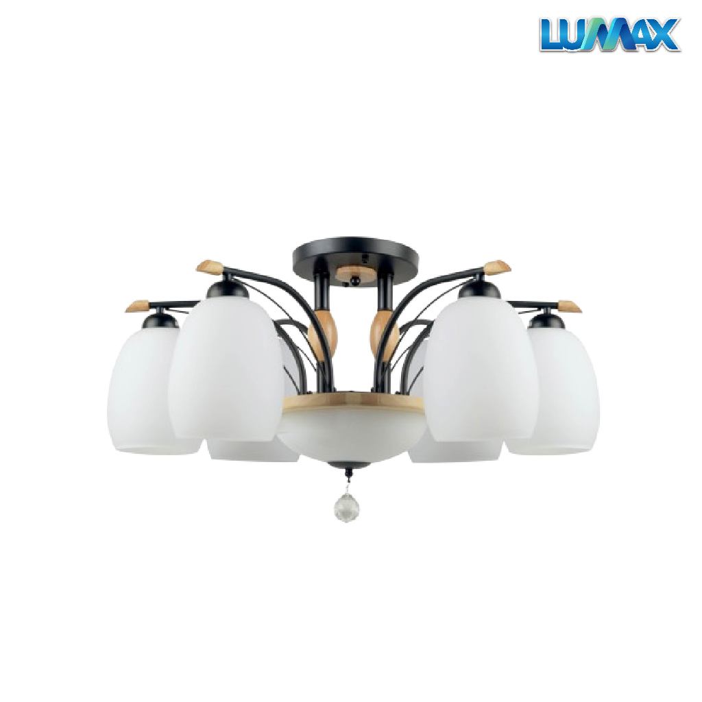 LUMAX โคมไฟตกแต่งติดเพดาน ขั้วหลอด E27 x 6 , E14 x 1 Series VERRO รุ่น CSG85-017 สไตล์ Contemporary