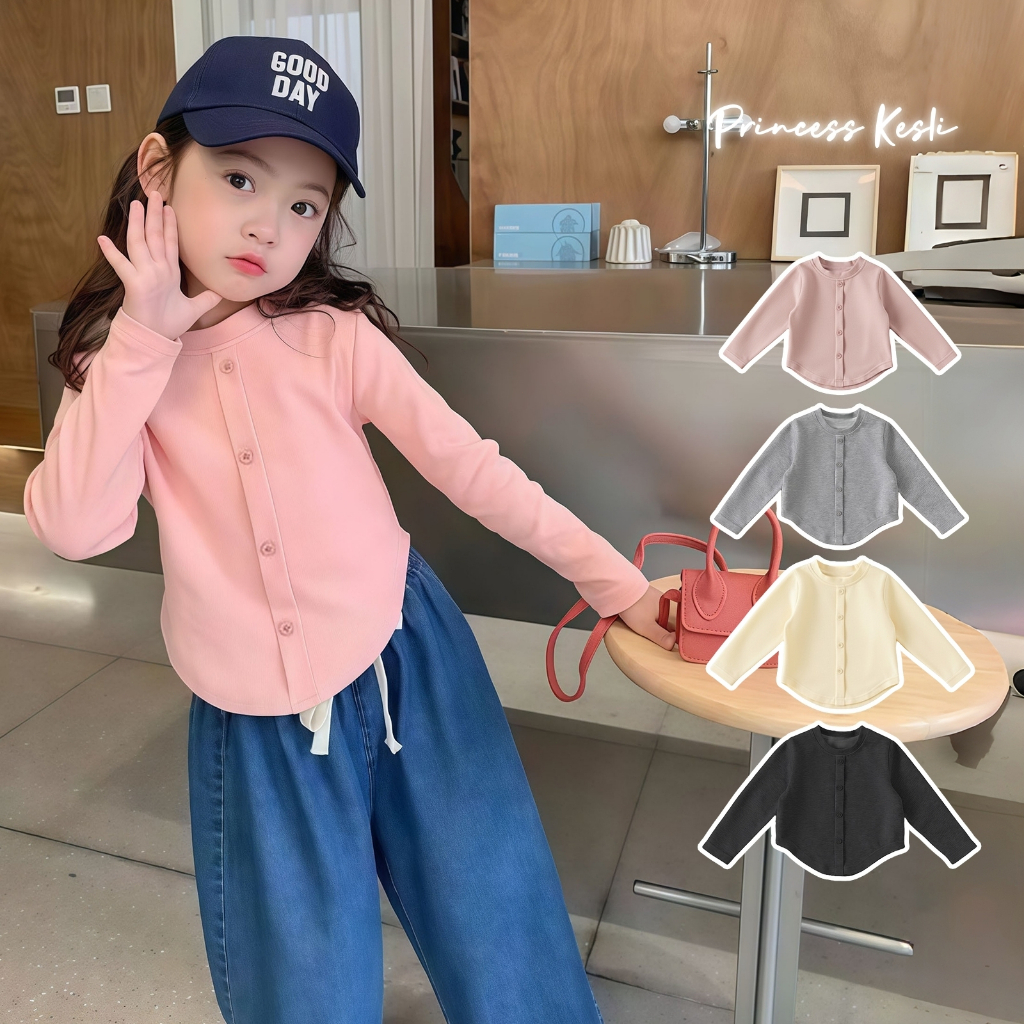 PRINCESS KESLI เสื้อคาร์ดิแกนกันหนาว ผ้าถัก เสื้อแจ็กเก็ตแขนยาว สําหรับเด็กผู้หญิง 2-12 ปี
