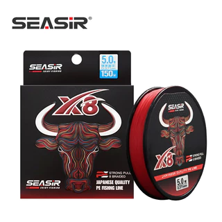 SEASIR RED 8 Strands PE สายญี่ปุ่นคุณภาพ 8 Braided Multifilament สายตกปลา 150 เมตร 12-50LB อัพเกรด Stength สูง