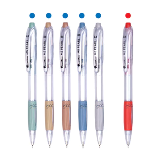 (ยกกระปุก/50ด้าม) ปากกา ปากกาลูกลื่น Quantum ควอนตัม M5 Pearl เพิลล์ ขนาด 0.5mm. หมึกน้ำเงิน/แดง