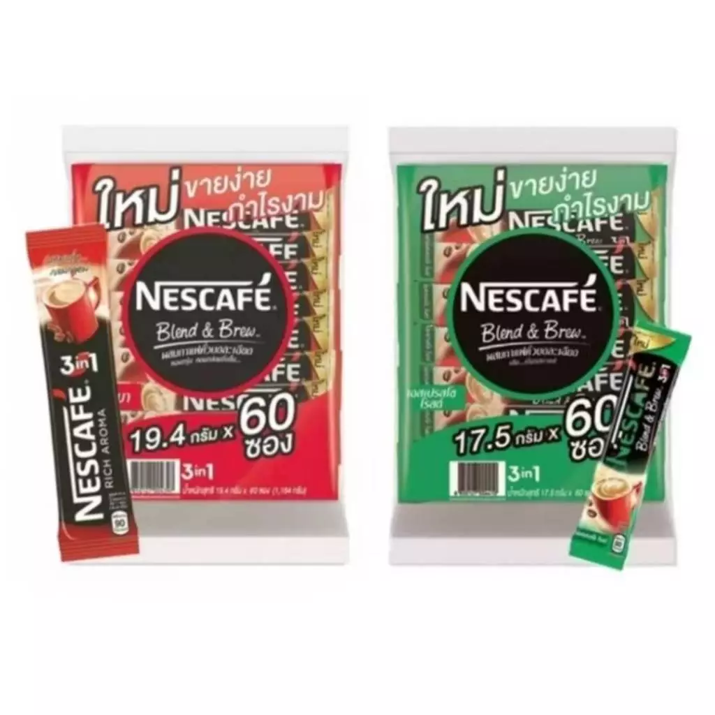 Nescafé 3-in-1 & Instant Coffee 3 in 1 ขนาด 60 ซอง (60 x 17 กรัม)