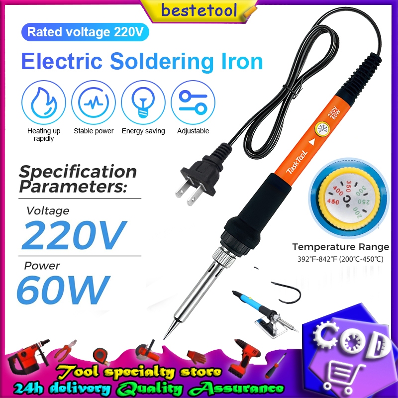 TASKTOOL หัวแร้งบัดกรี 60W 220V หัวแร้งไฟฟ้า ชุดหัวแร้งบัดกรี 13 ชิ้น ปรับอุณหภูมิได้ 200-450°C