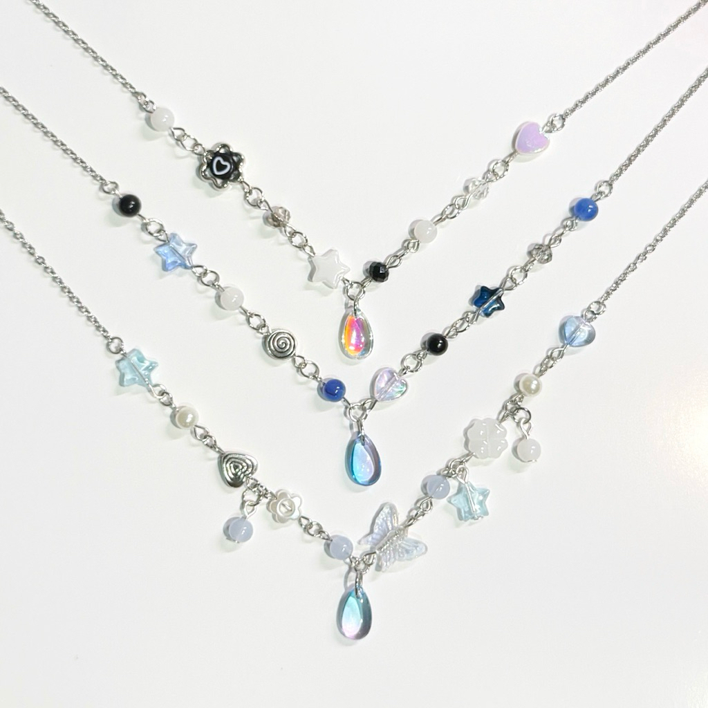 Sebofficial | Celestial Drops Necklace สร้อยคอ จี้หยดน้ำ สร้อยลูกปัด อะไหล่สแตนเลส ไม่ลอกไม่ดำ