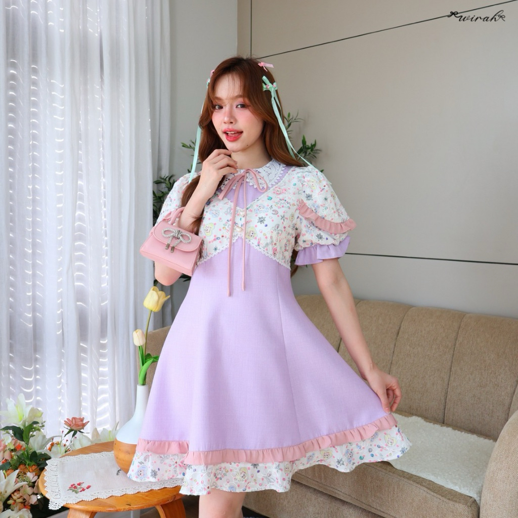 DW303 Catlism Dress ชุดเดรสลายน้องแมว ผ้าใส่สบาย น่ารัก ราคา ถูกที่สุด ดีลบีเคเค แกลเลอรีภาพที่ 4