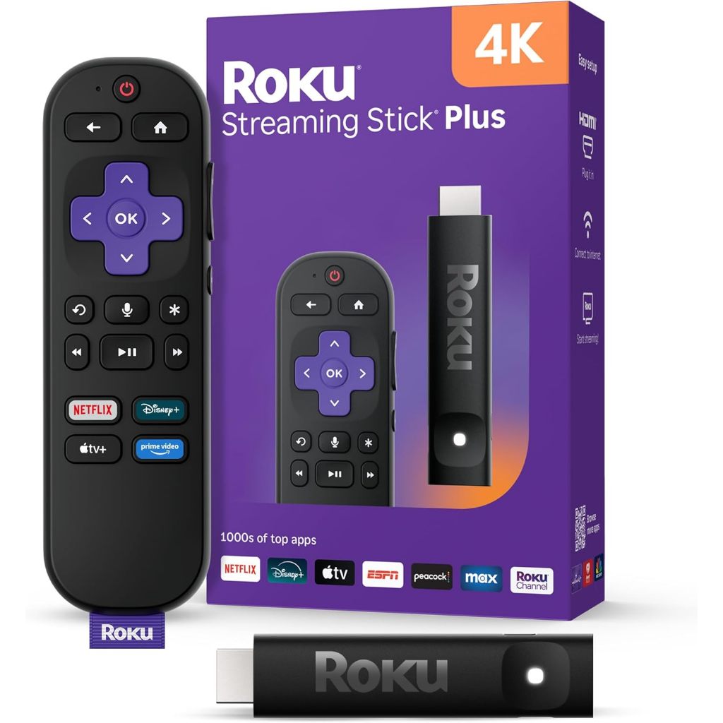 Roku Streaming Stick Plus 2025 - 4K & HDR Roku Streaming Device for TV with Voice Remote - Free & Li