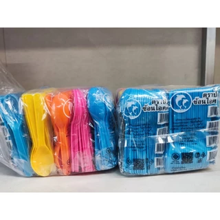 ช้อนไอศครีม ช้อนไอติม (500ชิ้น) แพ็คละ50ชิ้น ช้อนรีน่า มีแบบขาว ใส คละสี