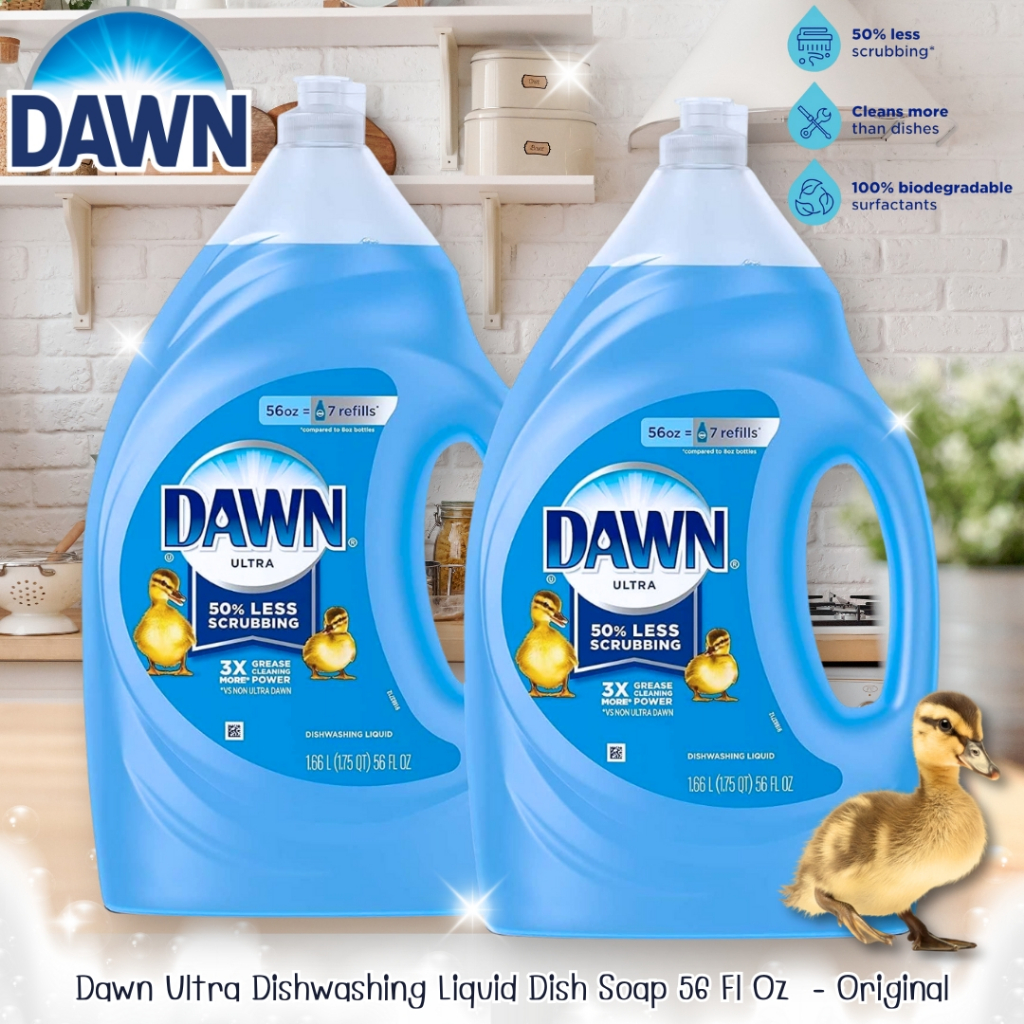 นำเข้า 🇺🇸 💦   สะอาดล้ำลึกน้ำยาล้างจาน Dawn Ultra Dishwashing Liquid, Dish Soap Refill สูตรเข้มข้น 56