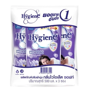 [ แพ็ค 3 ซอง ] HYGIENE ไฮยีน น้ำยาปรับผ้านุ่ม ถุงเติม 500 มล.