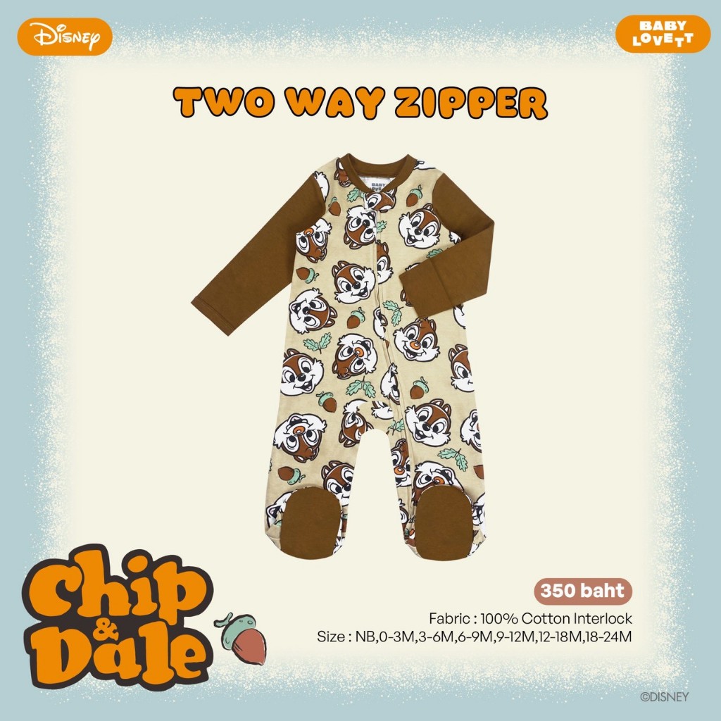 10 Chip & Dale - Two-Way Zipper ชุดนอนคลุมเท้า
