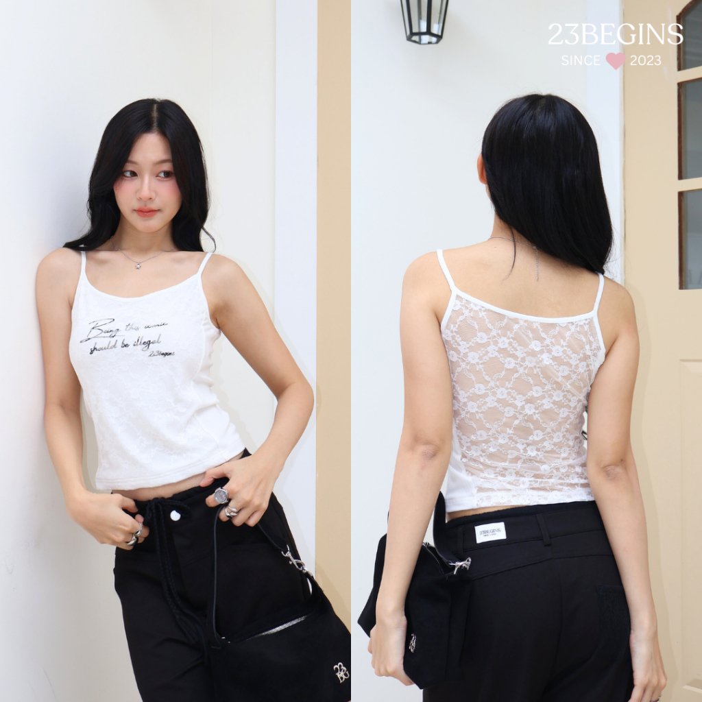 Iconic Lace เสื้อสายเดี่ยว ลูกไม้ทั้งหลัง (0004)