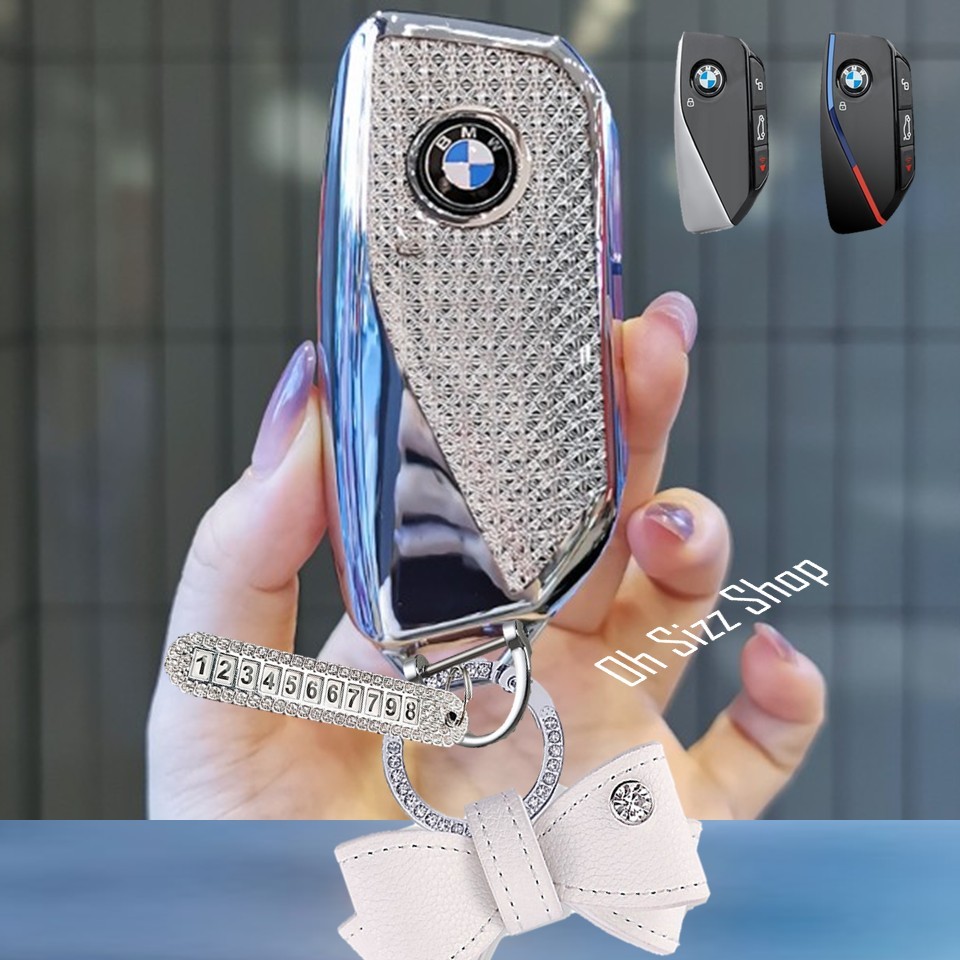 เคสรีโมทรถ BMW 2025 X1 U11  LCI ปุ่มข้าง ลายคริสตัล ใส่ง่าย ปุ่มกดได้  (Crystal TPU Key Car Cover)   ปกป้องรีโมท กันกระแ