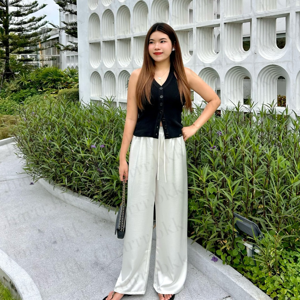 Charrr.bkk - Kelly Satin pants กางเกงขายาวผ้าซาตินทรงขากระบอก - รูปที่ 6