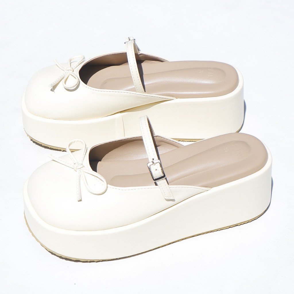 ALIN รองเท้าส้นตึกหัวปิด สูง 2 นิ้ว น้ำหนักเบามากกก พื้นนิ่มสุดๆแต่งโบว์น่ารักมาก ไอโก๊ะ - รูปที่ 2