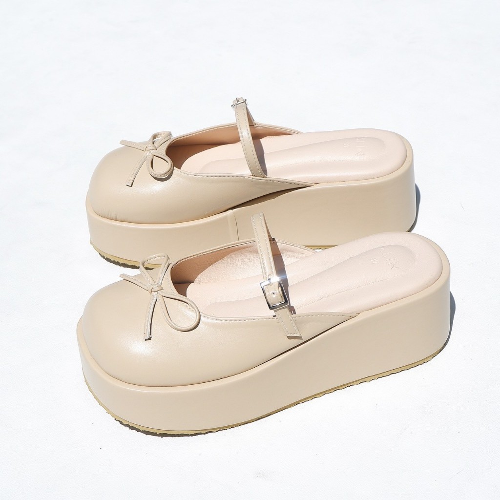 ALIN รองเท้าส้นตึกหัวปิด สูง 2 นิ้ว น้ำหนักเบามากกก พื้นนิ่มสุดๆแต่งโบว์น่ารักมาก ไอโก๊ะ - รูปที่ 3