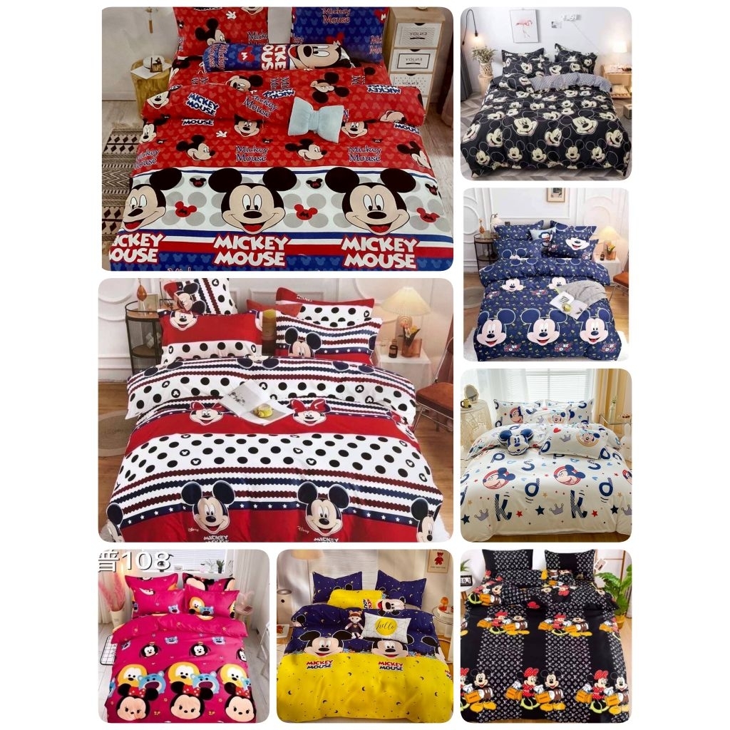 #ส่งไว (14 ลาย) #ผ้าปูลายมิกกี้เม้าส์ #ชุดเครื่องนอนพร้อมผ้านวมหกชิ้น ผ้าปู+ผ้านวม+ปลอกหมอน+ปลอกข้าง มีทุกขนาด