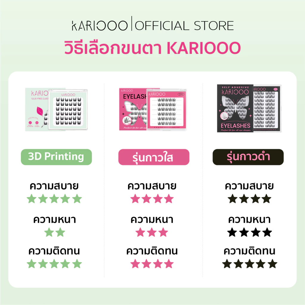 KARIOOO ขนตามีกาวในตัว แผ่นบางพิเศษ 0.03 มม. บางเบา ใส่สบาย ก้านโค้งรับกับรูปตา ติดทน KA90-KA94 thumbnail 9