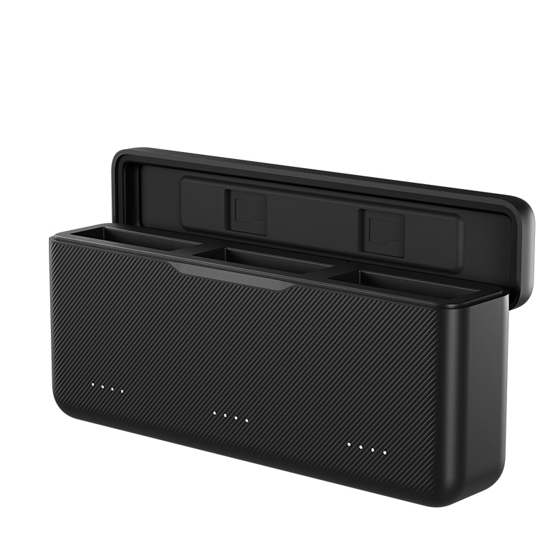 TELESIN สำหรับ DJI แอคชั่น 3/4 ช่องใส่แบตเตอรี่ 3 ช่อง TF กล่องชาร์จแบตเตอรี่แบบพกพากล่องชาร์จแบตเตอ