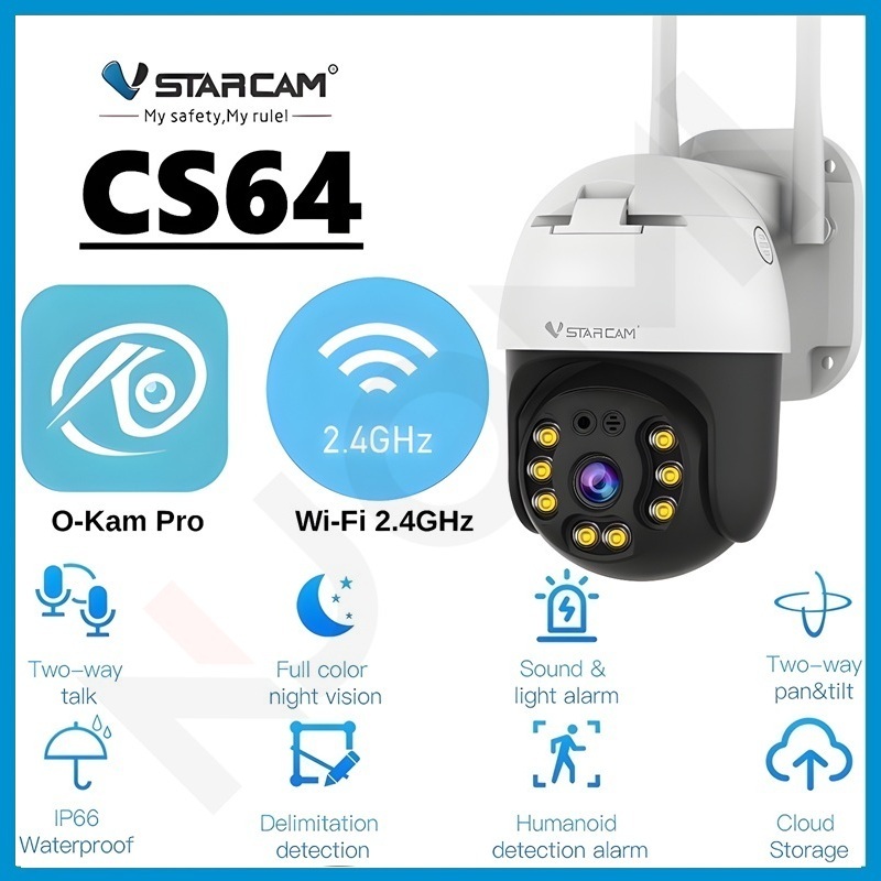 VSTARCAM CS64 WiFi SUPER HD 1296P 3MP กล้องวงจรปิด Ai ตรวจจับแจ้งเตือน พูดคุยโต้ตอบได้ มุมมองกว้าง