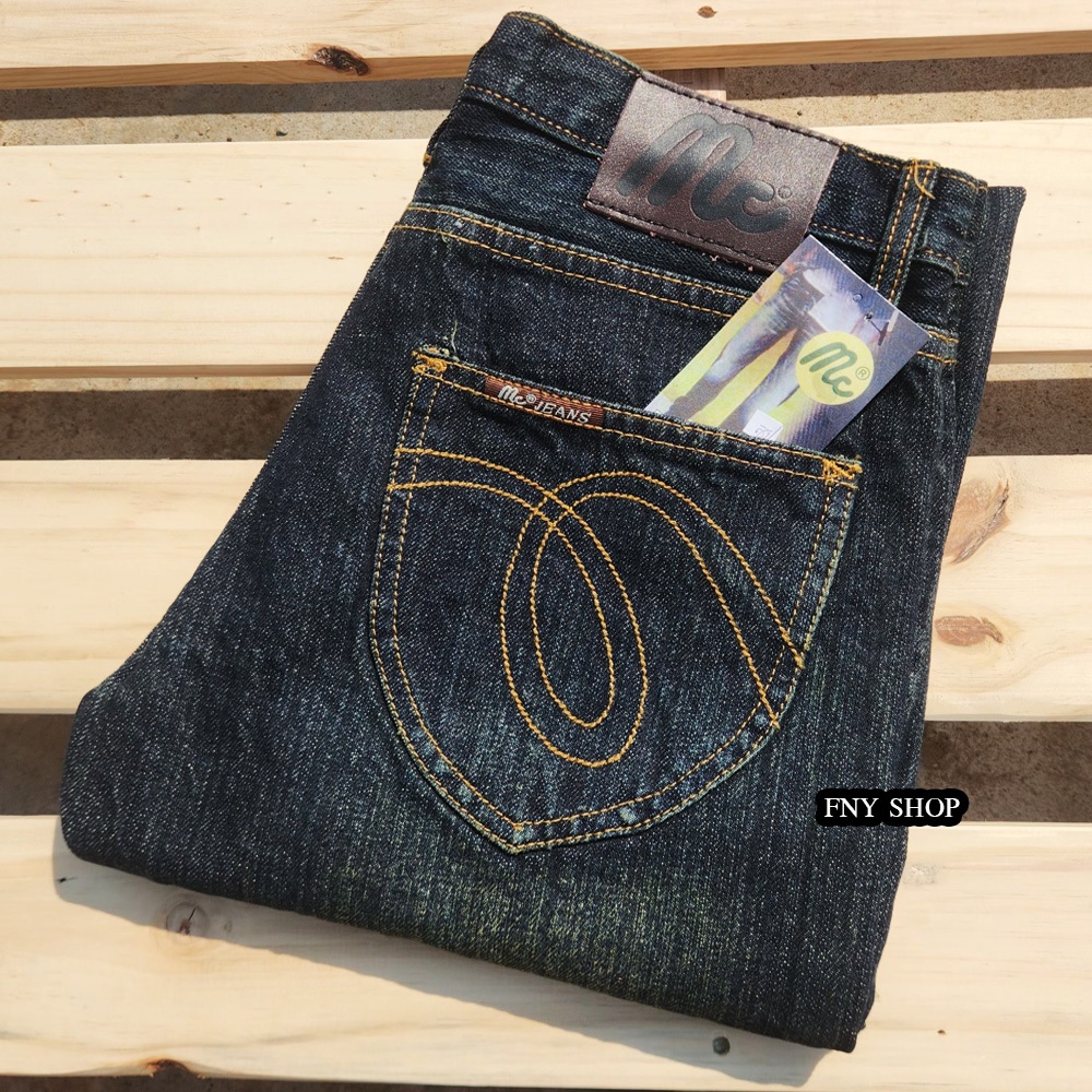 กางเกงยีนส์ MC ขายาวทรงกระบอก สียีนส์สนิม Jeans กางเกงยีนส์ทรงกระบอก เป้าซิป