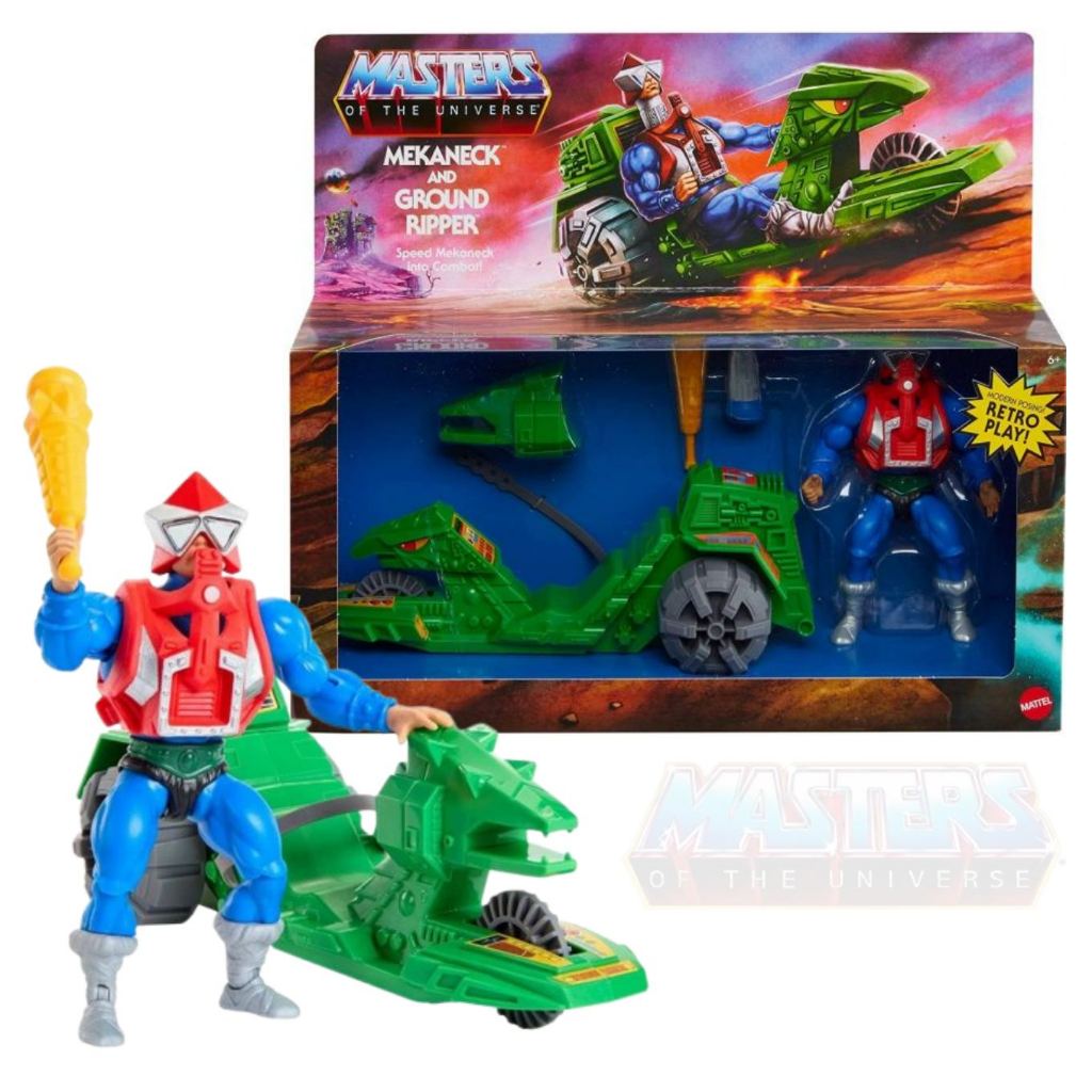 Masters of the Universe: Mekaneck and Ground Ripper Vehicle Set ฟิกเกอร์เมคคาเนคพร้อมยานกราวด์ริปเปอร์ รุ่น Retro Play