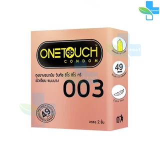 Onetouch 003 ถุงยางอนามัย วันทัช 003 ขนาด 49 มม. บรรจุ 2 ชิ้น [6 กล่อง สีทอง] JJ 5302 ถุงยาง condom แบบบาง One touch