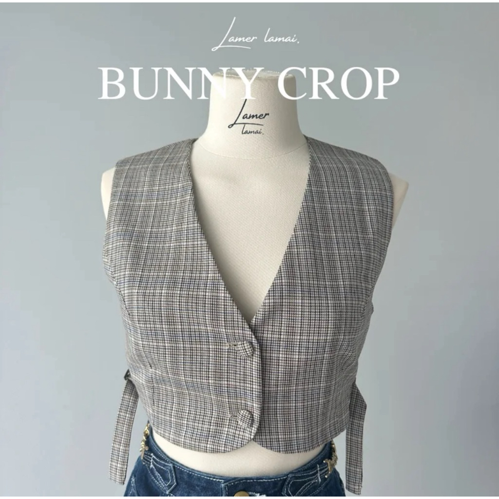 ส่งต่อ เสื้อครอป แขนกุด ไซส์ XL ป้าย Lamer Lamai ซักเก็บ