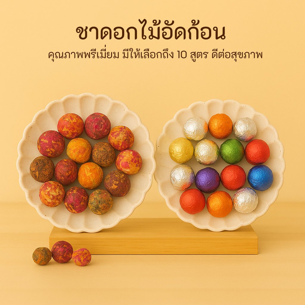 🌸 ชาดอกไม้ อัดก้อน 🌸 Floral ball Tea 🌸