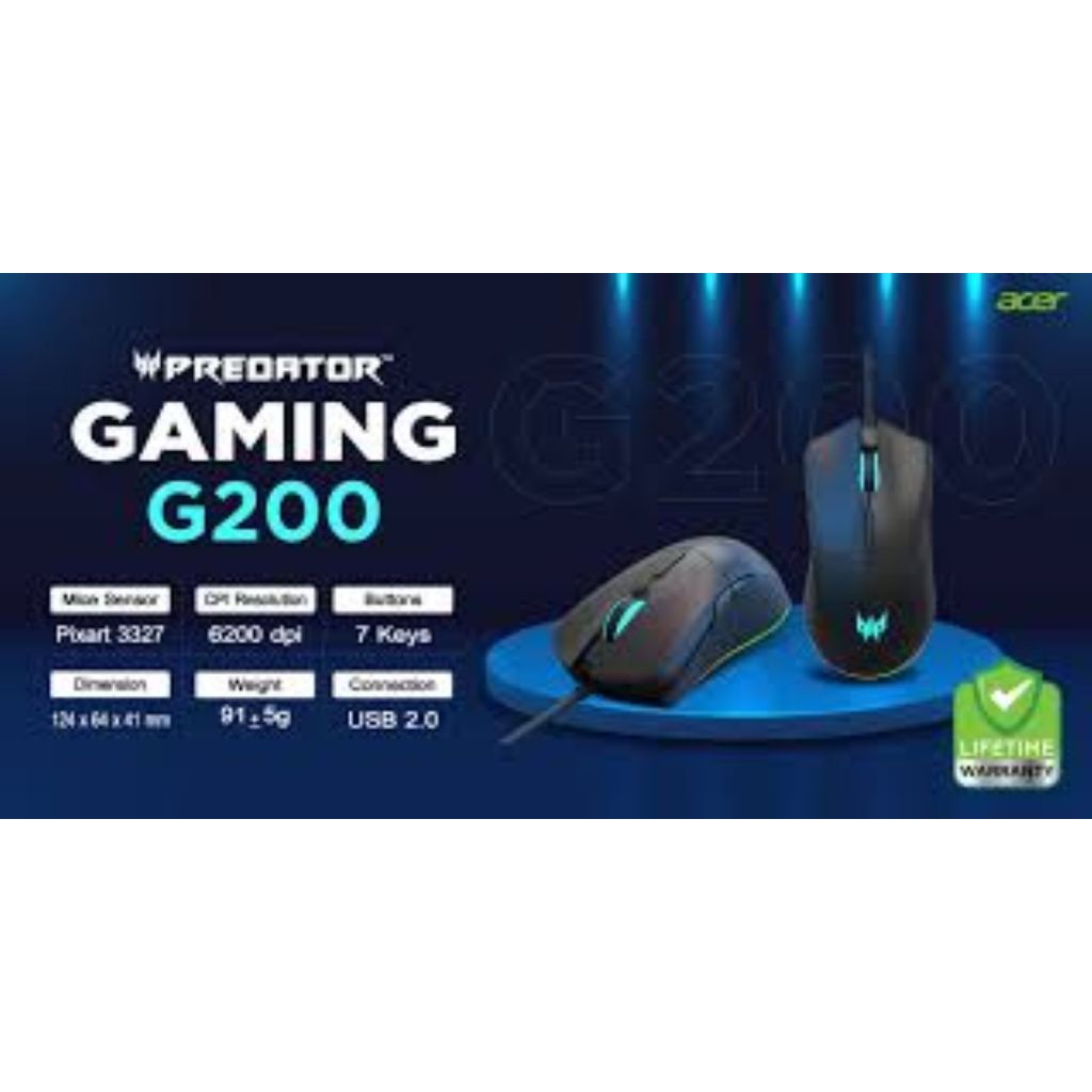 เมาส์เกมมิ่ง Acer Predator G200 สีดำ
