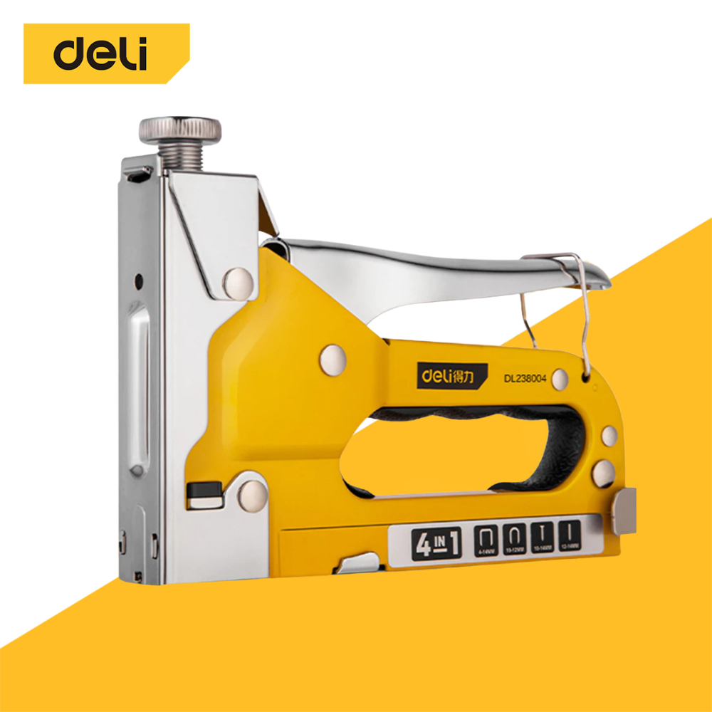 Deli เครื่องยิงแม็ก ลูกแม็ก แม็กเย็บกระดาษ ไม้ แม็กซ์ยิงบอร์ด เครื่องยิงบอร์ด 4-8mm Staple Gun