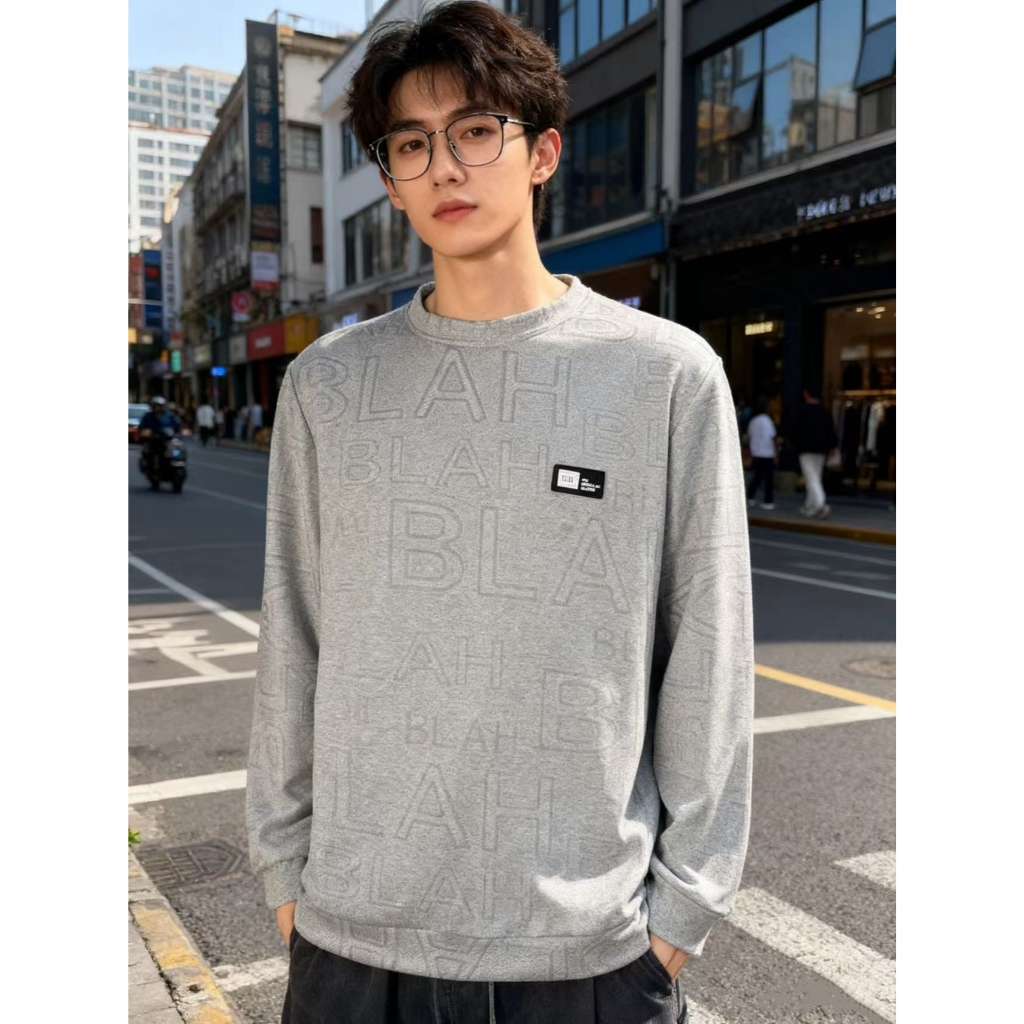 TS MEN เสื้อสเวตเตอร์ เสื้อแขนยาวคอกลม ผ้าดีใส่สบาย รุ่นNT57