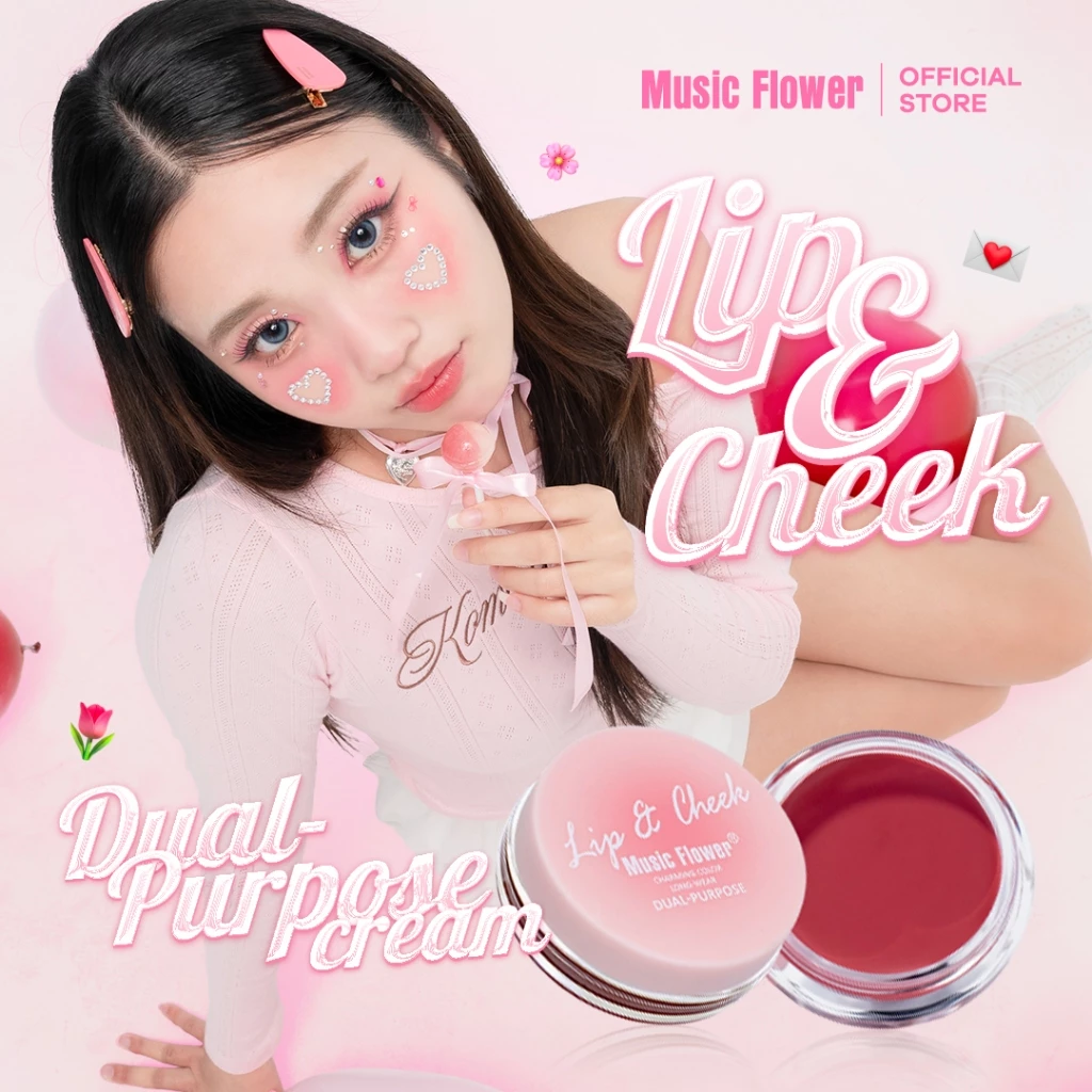 [Music Flower] Lip&Cheek Cream เนื้อครีมบางเบา นุ่มละมุน ใช้ได้ทั้งตา แก้มและปาก