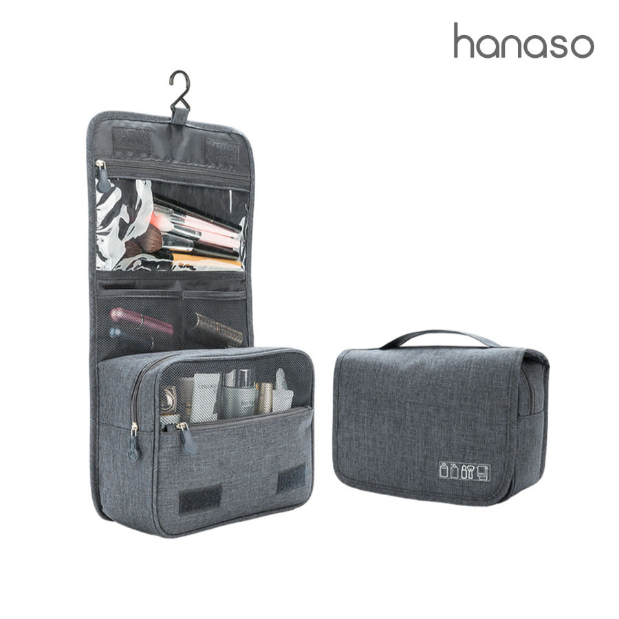 Hanaso กระเป๋าใส่อุปกรณ์อาบน้ำ Toiletry Bag พับได้ แขวนผนังได้ กันน้ำ ไม่ขาดง่าย สำหรับการเดินทา