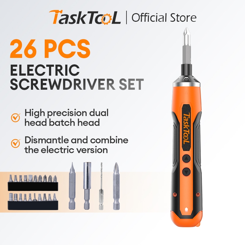 TASKTOOL 26 ชิ้น เครื่องมือช่าง ไขควงไฟฟ้า ไขควงไร้สาย ไขควงไฟฟ้าไร้สาย สว่านไฟฟ้า อเนกประสงค์ 1500mAh