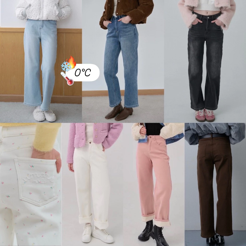 umore.made 👖(มี7สี XS-XXL) Found winter jeans กางเกงยีนส์ บุขน ผ้ายีนส์ยืดหยุ่นได้ดี ทรงสวย ใส่สบายมาก