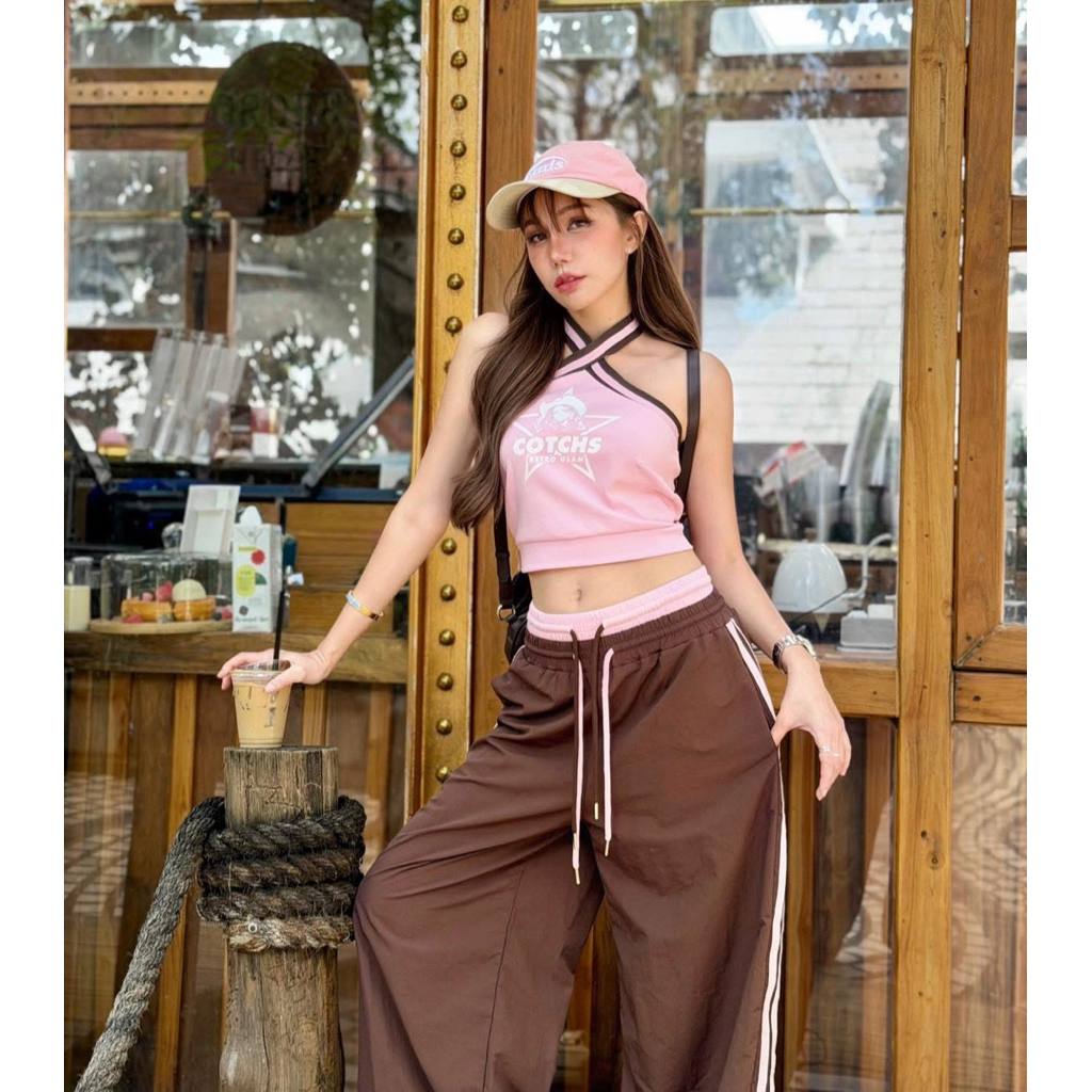 💗🤎เซต 2 ชิ้นคล้องชมพูและกาางเกงขายาวน้ำตาล M L 🧥💗เสื้อคลุมคอปกแต่งขนฟูสีชมพู อกตอนรูดซิบ-52 ยาว18“งานนำเข้าค่ะ - รูปที่ 3