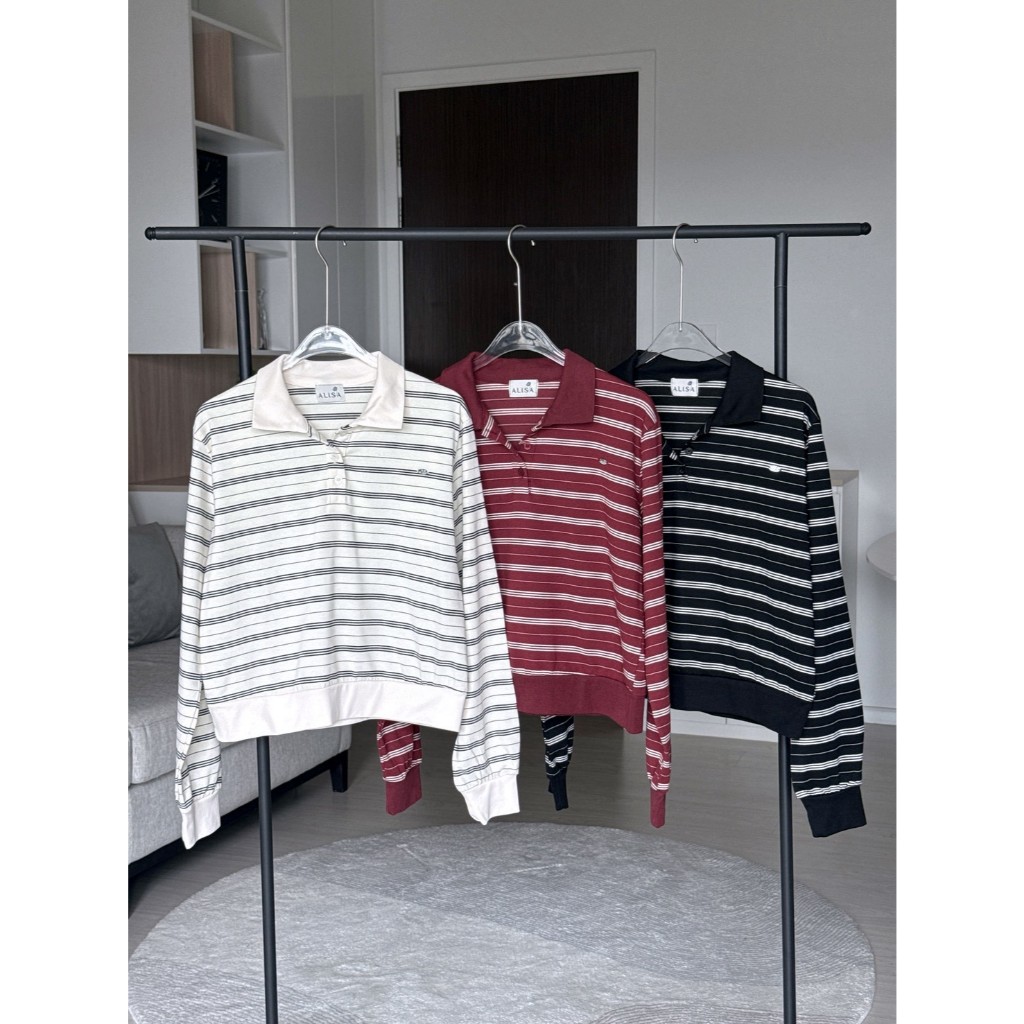 Urban Stripe Top  เสื้อโปโลลายทางแขนยาว 3 สี
