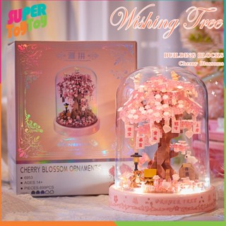 ชุดตัวต่อต้นไม้ DIY ตัวต่อต้นไม้ซากุระ มีไฟ มีฝาครอบด้วย ของ…