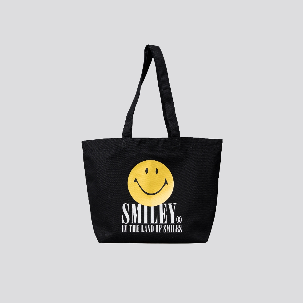 SMILEY® BLACK ORIGINAL FACE CANVAS TOTE BAG