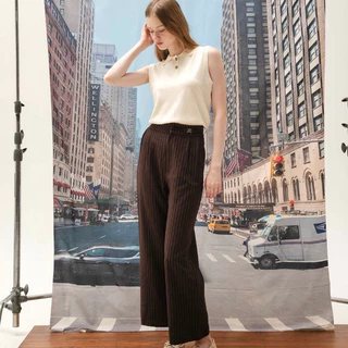 CHUUCHOP - (XS-4XL) Nyla Striped Pants กางเกงสแลคขายาวลายทาง (C8421)