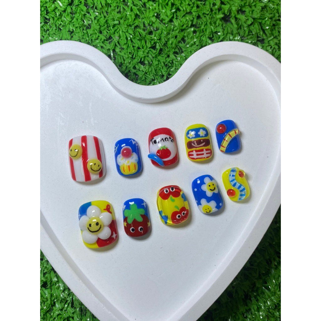 เล็บปลอมเจลแท้ลายมะเขือเทศ🍅