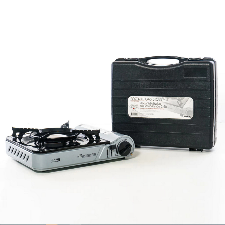AIKO CI-153 เตาแก๊สปิคนิค สีเทา  2.9 kw ตัวเหล็กพ่นกันสนิม เตาแก๊สแค้มปิ้ง เตาแก๊ส เตาแก๊สพกพา