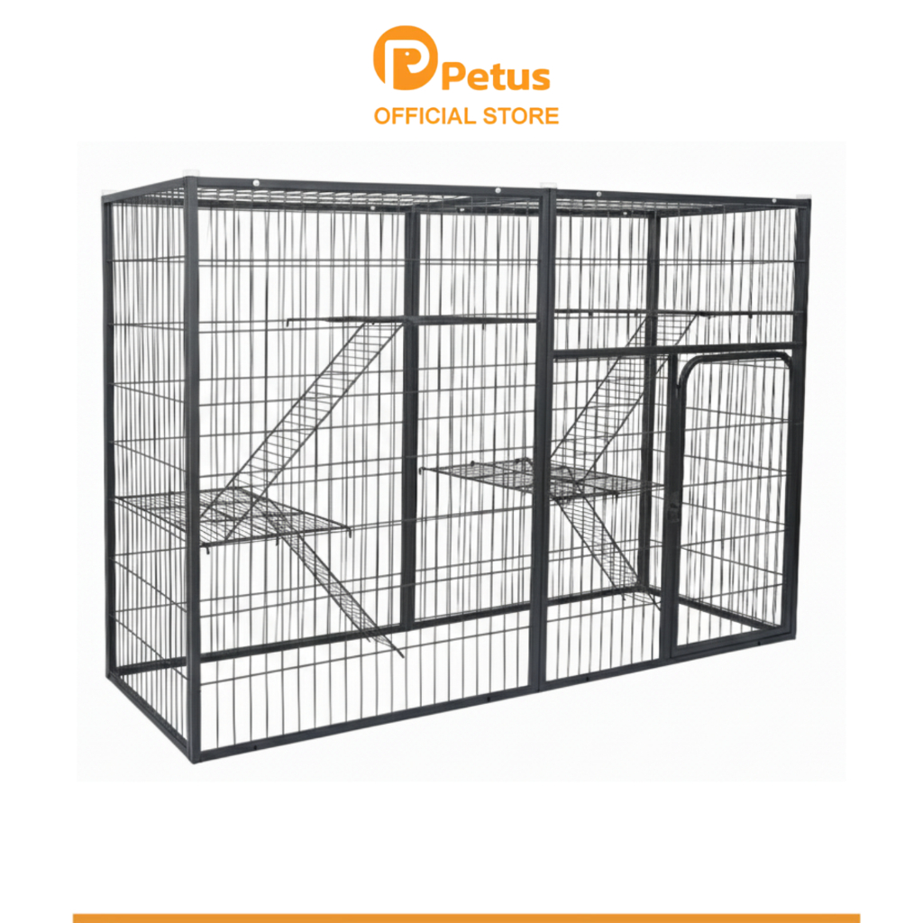 Petus กรงแมวขนาดใหญ่ กรงสัตว์เลี้ยง Cat Villa ใหญ่ แข็งแรง ทนทาน ขนาดสินค้า 140x54x100cm.