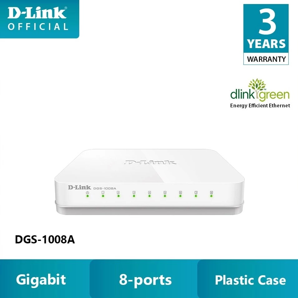 SWITCH HUB (สวิตซ์ฮับ) D-LINK (DGS-1008A) 8 PORTS GIGABIT PORT