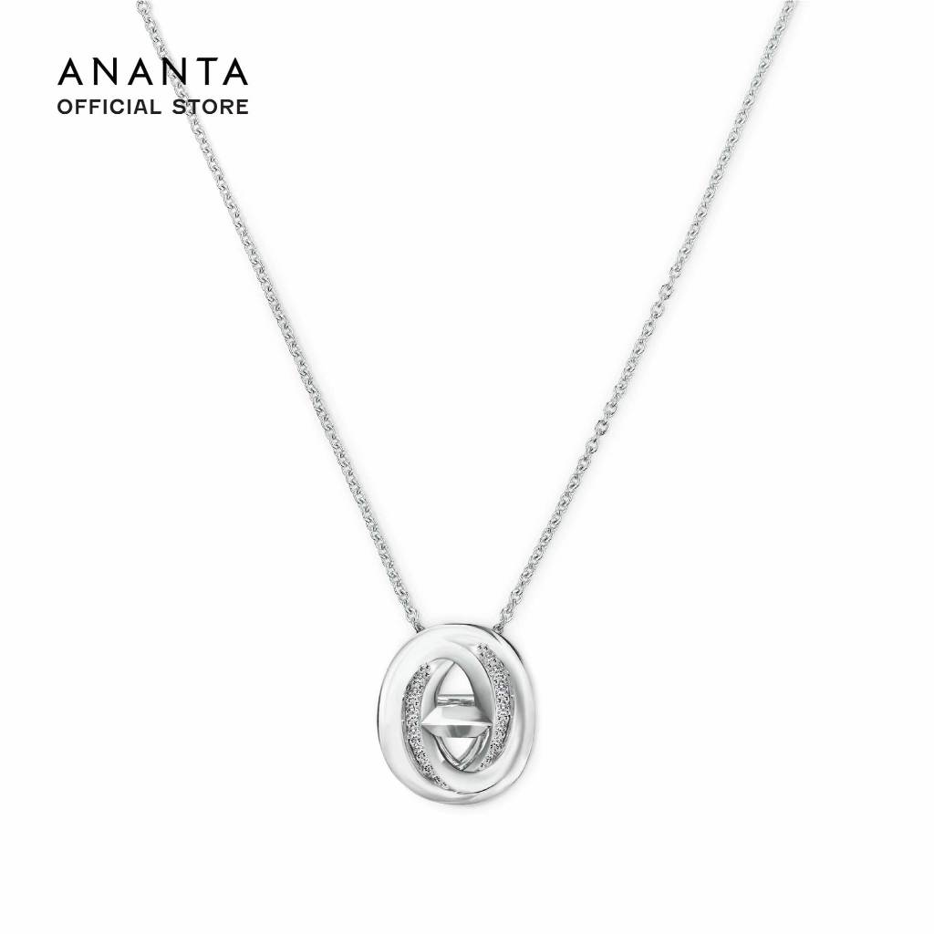 ANANTA Marque Necklace สร้อยคอจี้ฝังเพชรแล็บ เงินชุบทองขาว