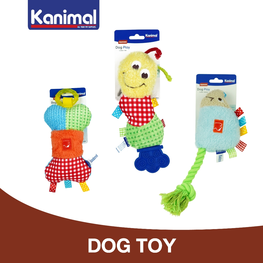 Kanimal Cuddly Dog Toy ของเล่นสุนัข ของเล่นตุ๊กตาผ้า บีบมีเสียง สำหรับสุนัข (Bone/Bee/Mouse)