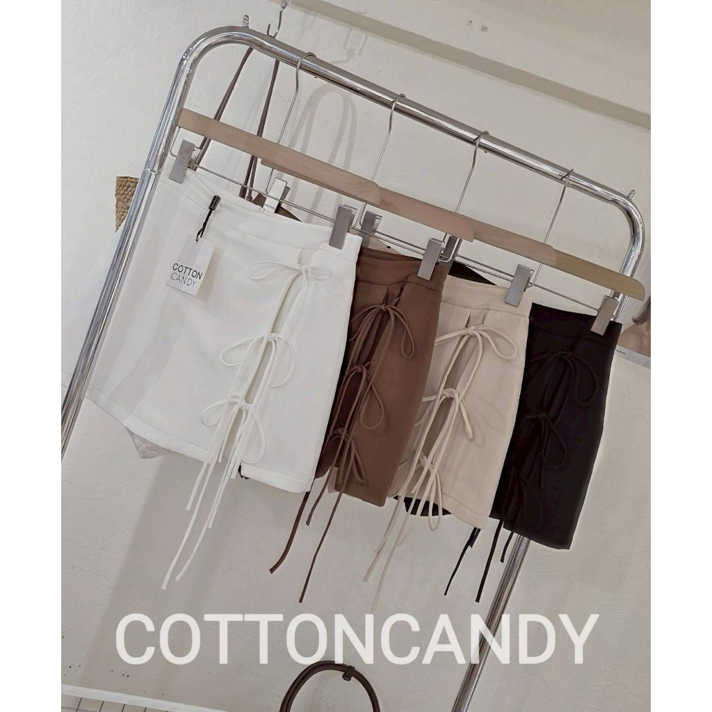 #Cotton Candy🍭 กระโปรงกางเกงแต่งโบว์ผูก New Wila korea